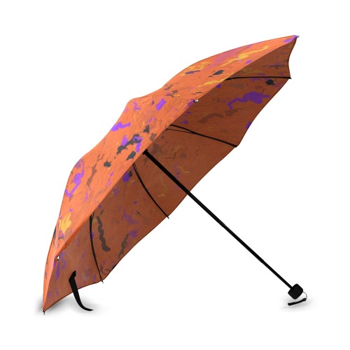 Orange, Yellow, Purple and Black Abstract Foldable Umbrella (Model U01)