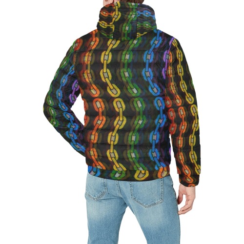 Pride Chains by  Fetishworld Men's Padded Hooded Jacket (Model H42)