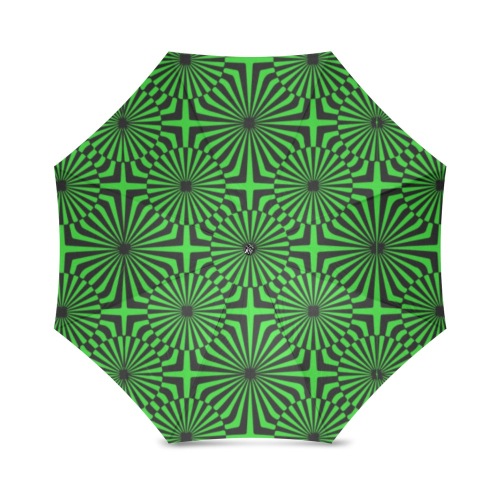 Ô Op-Art Dalias on Neon Green Foldable Umbrella (Model U01)