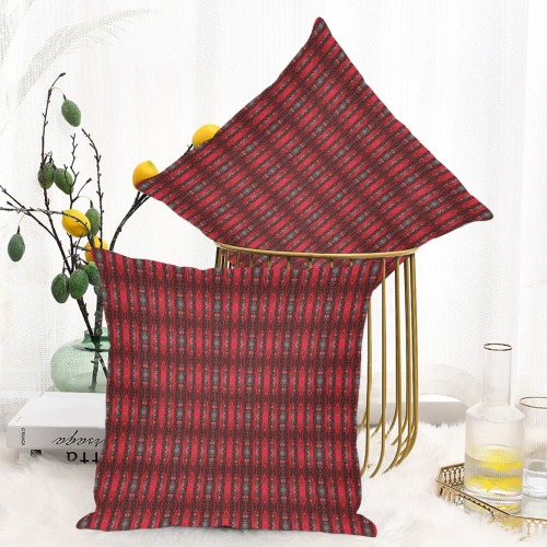 red and black intricate repeating Linen Zippered Pillowcase 18"x18"(One Side&Pack of 2)