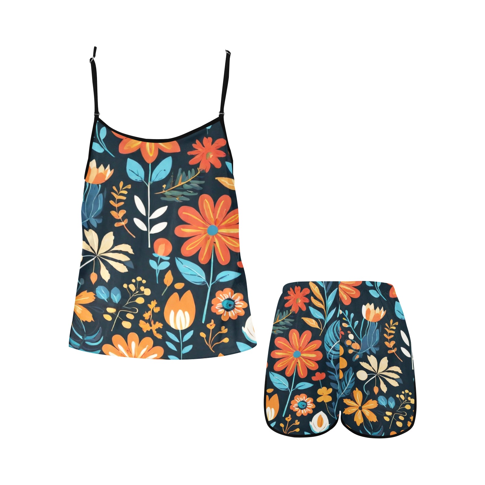 Bohemian Flowers 2 Women's Spaghetti Strap Short Pajama Set