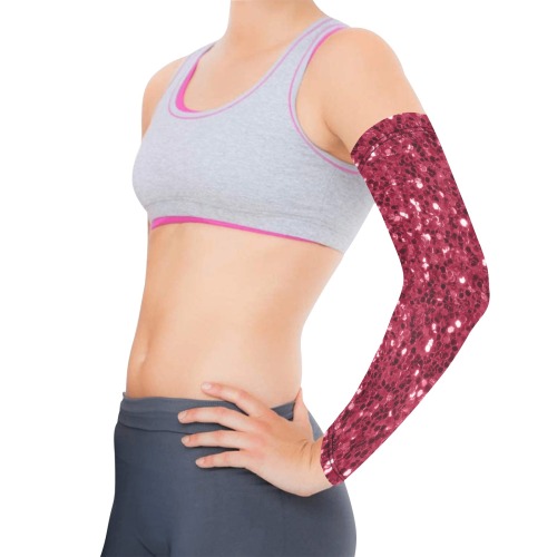 Magenta dark pink red faux sparkles glitter Arm Sleeves (Set of Two)