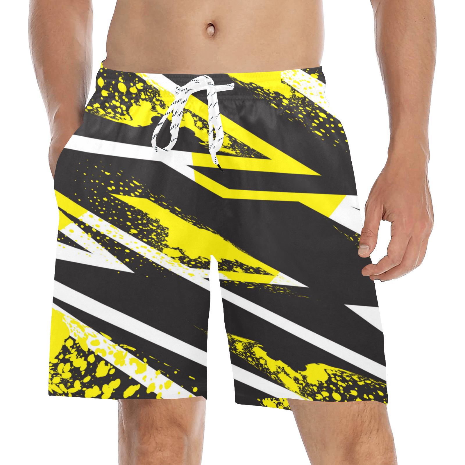Abstract Unique Geometric Men's Mid-Length Beach Shorts (Model L51)