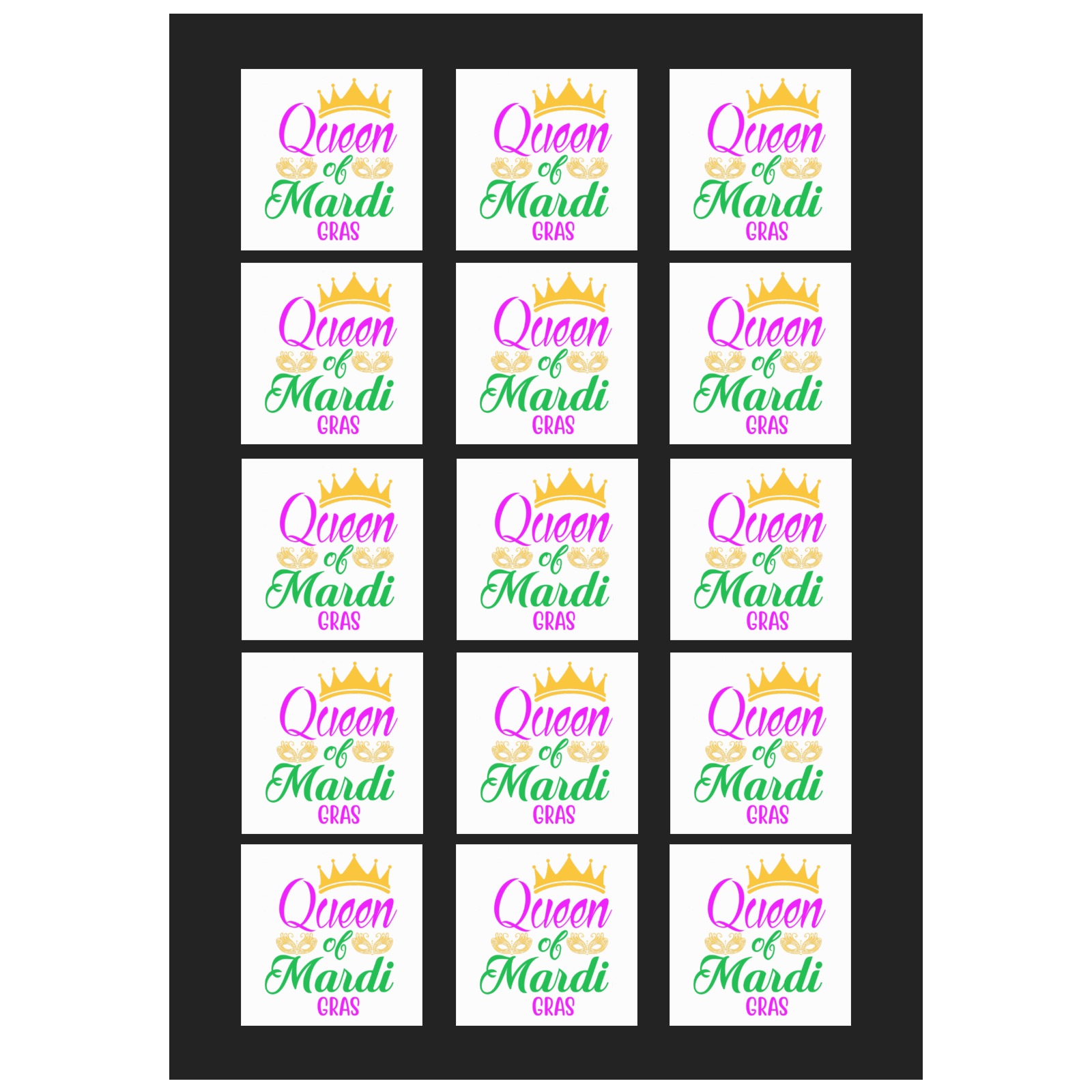 Queen Of Mardi Gras Personalized Temporary Tattoo (15 Pieces)