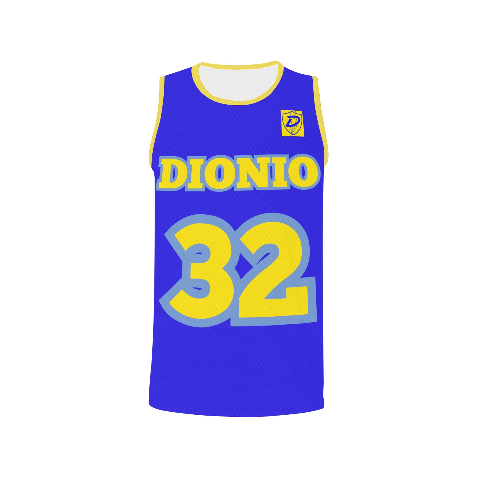 DIONIO Clothing - Basketball Jersey (Blue & Yellow #32) All Over Print Basketball Jersey