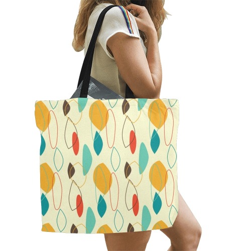 Mid Century Leaf Shapes All Over Print Canvas Tote Bag/Large (Model 1699)