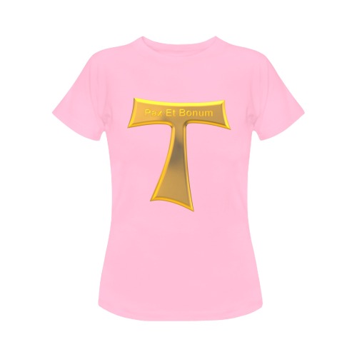 Franciscan Tau Cross Pax Et Bonum Gold  Metallic Women's Classic T-Shirt (Model T17）