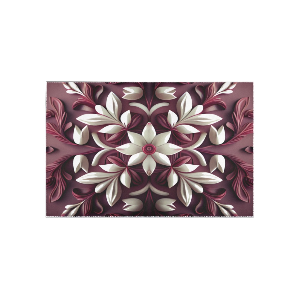 burgundy and white floral pattern Area Rug 5'x3'3''