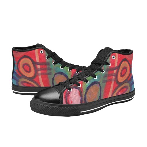 Funky Abstract Art for Your Feet Women's Classic High Top Canvas Shoes (Model 017)