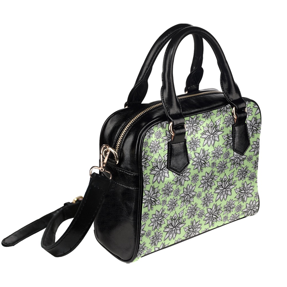 Creekside Floret pattern green Shoulder Handbag (Model 1634)