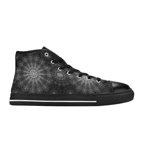 Blackened Sparkling floral art Men’s Classic High Top Canvas Shoes (Model 017)