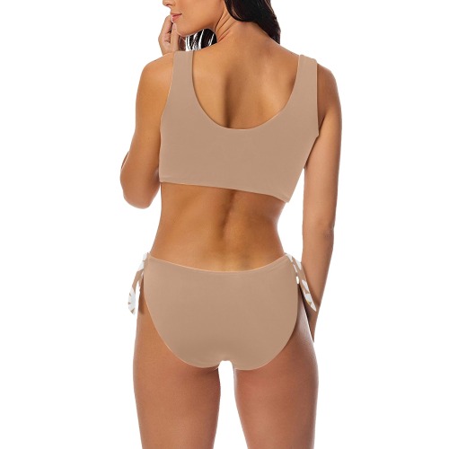 Daisy Woman's Swimwear Nude Bow Tie Front Bikini Swimsuit (Model S38)