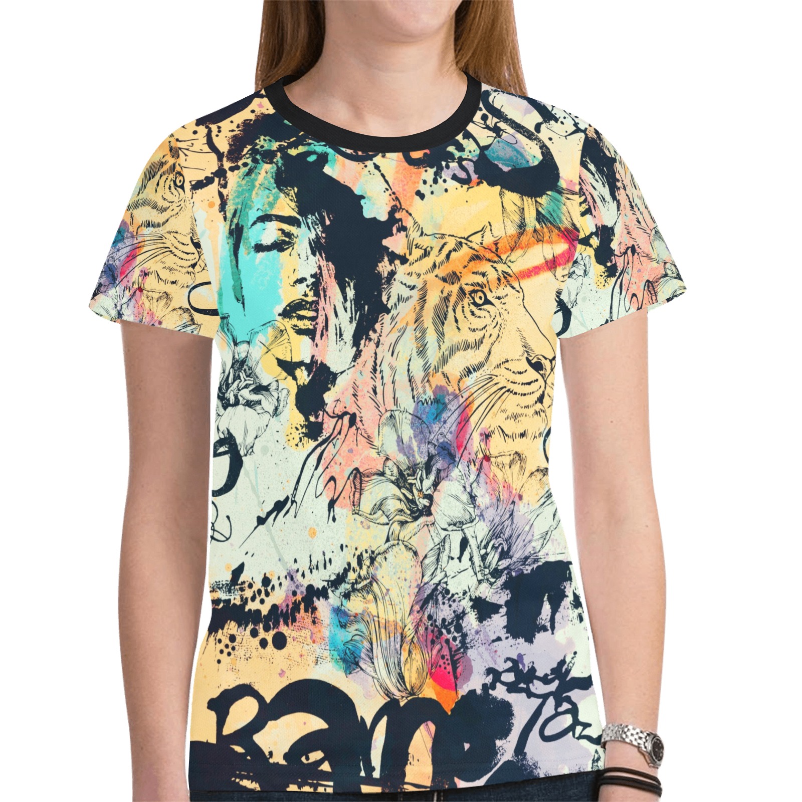 Graffiti-colorful New All Over Print T-shirt for Women (Model T45)