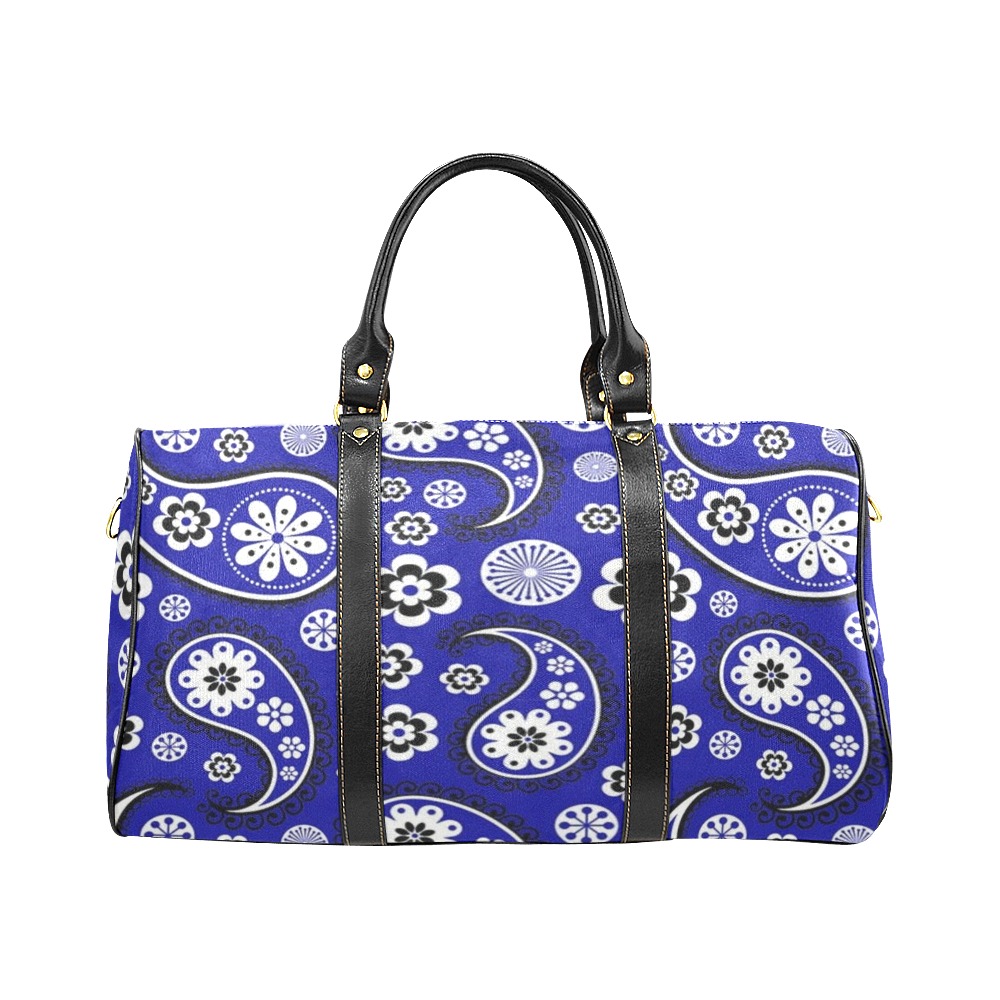 Paisley Royal Blue New Waterproof Travel Bag/Large (Model 1639)