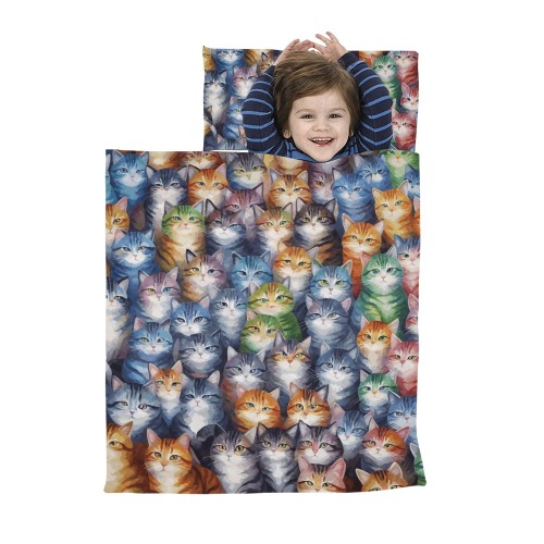 Charming pattern of colorful cat animals cool art. Kids' Sleeping Bag