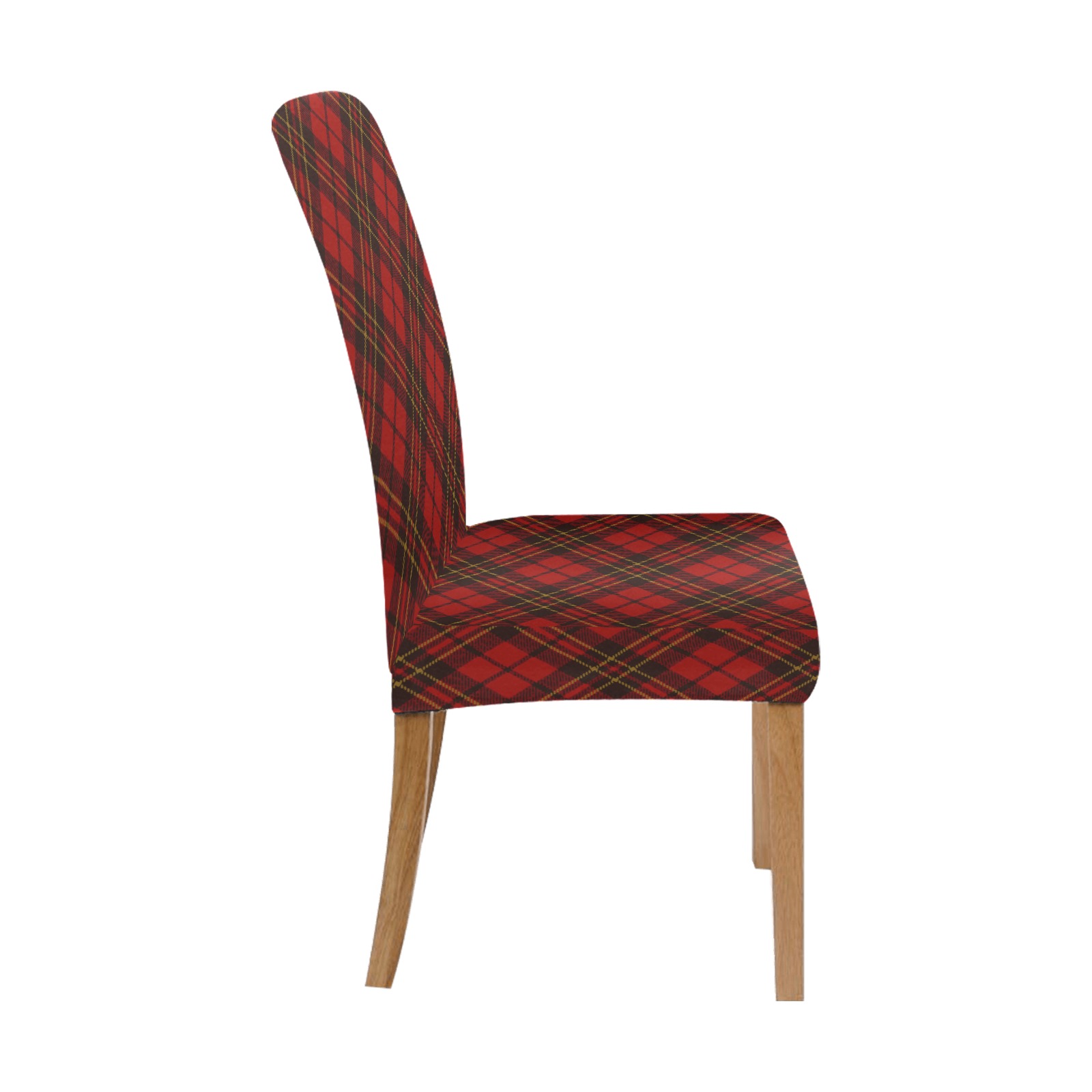 Red tartan plaid winter Christmas pattern holidays Chair Cover (Pack of 4)