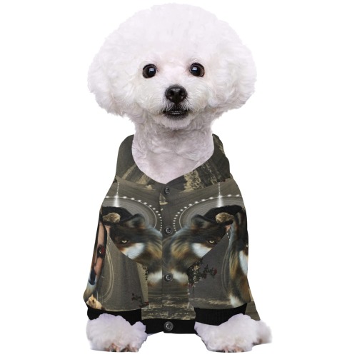 Awesome fantasy wolf, fairy and bear Pet Dog Hoodie