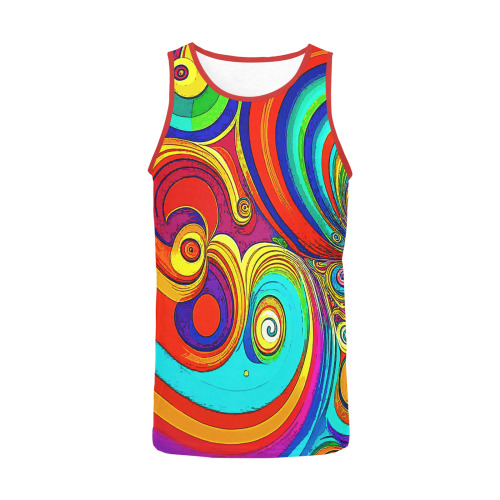 Colorful Groovy Rainbow Swirls Men's All Over Print Tank Top (Model T57)