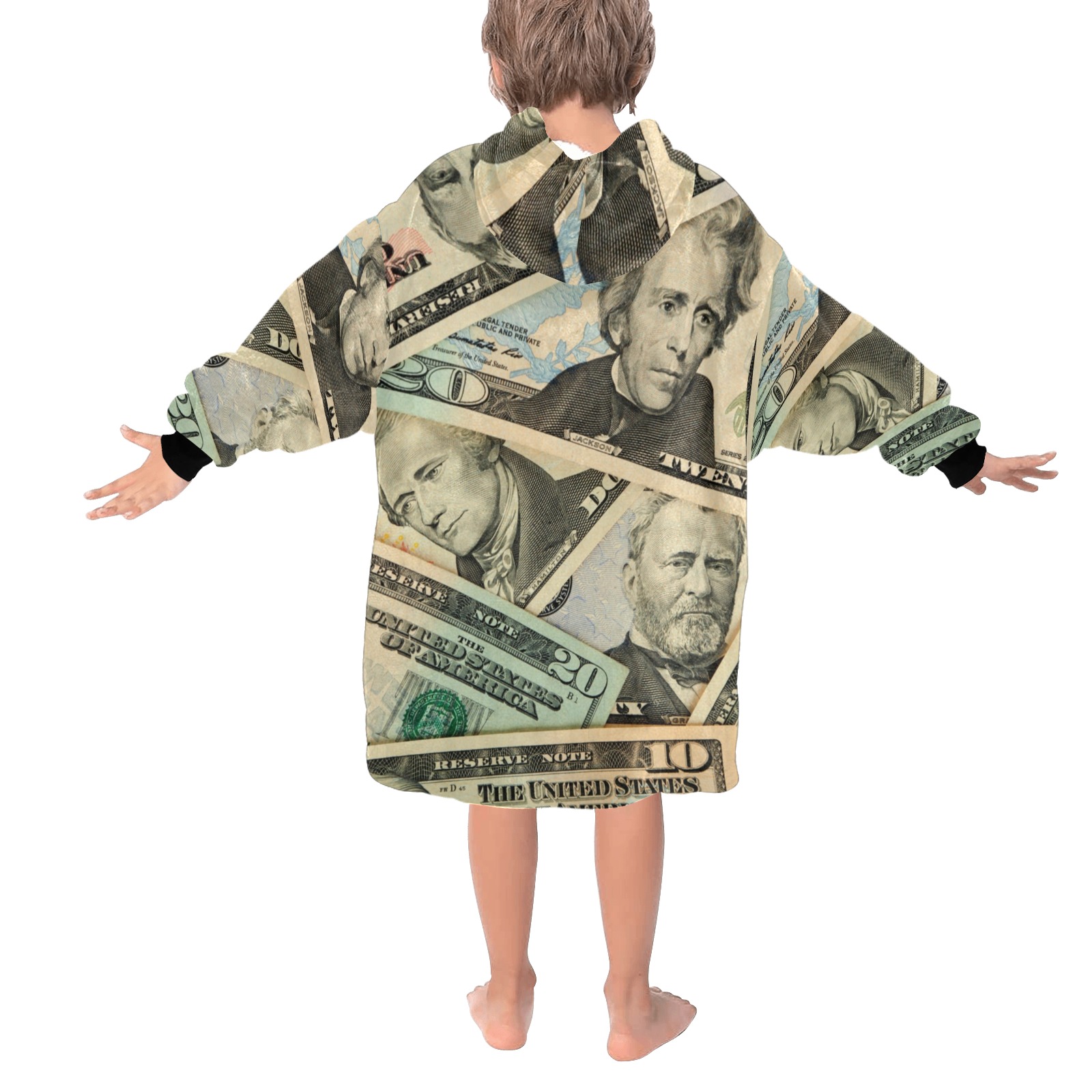 US PAPER CURRENCY Blanket Hoodie for Kids