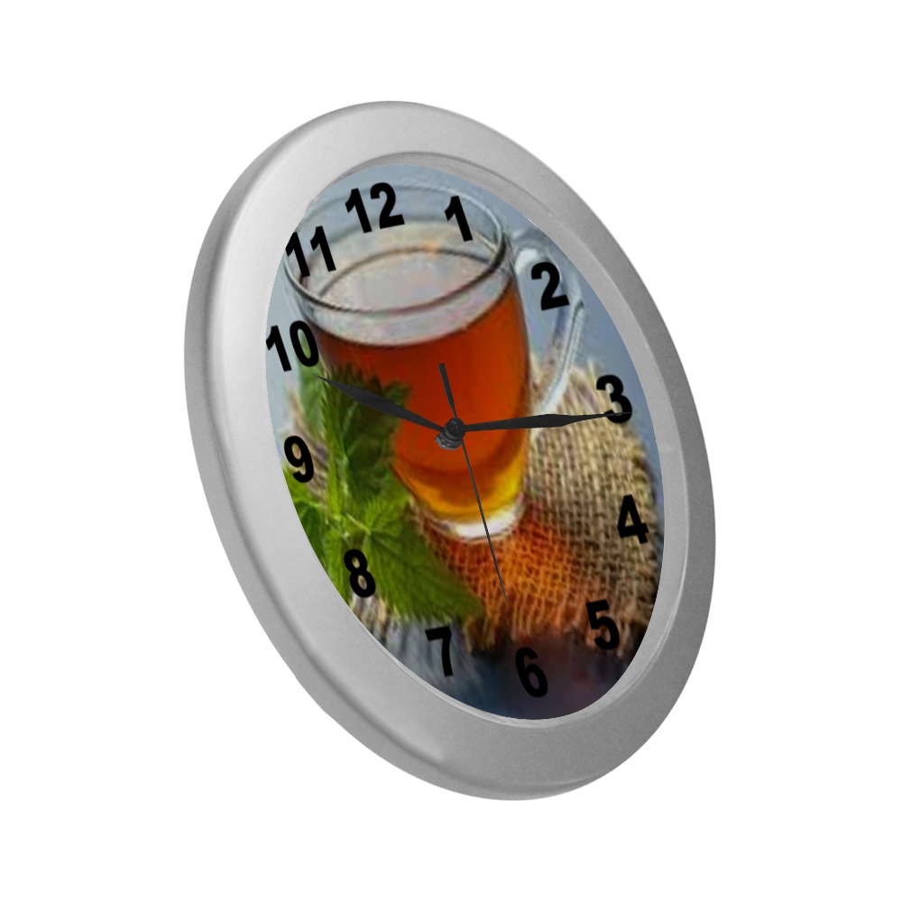 Tea Silver Color Wall Clock
