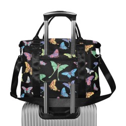 Butterflies on black Large Capacity Duffle Bag (Model 1715)