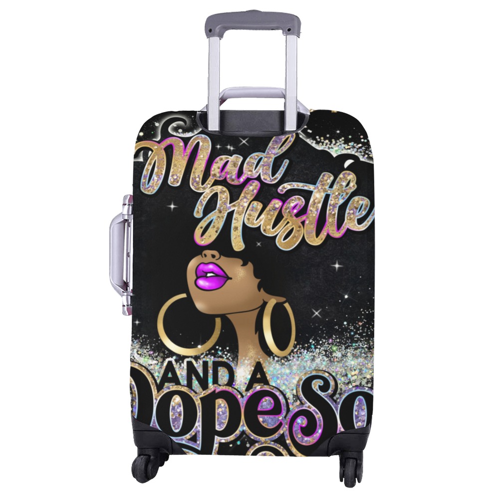 Large madhustledopesoul black luggage Luggage Cover/Large 26"-28"