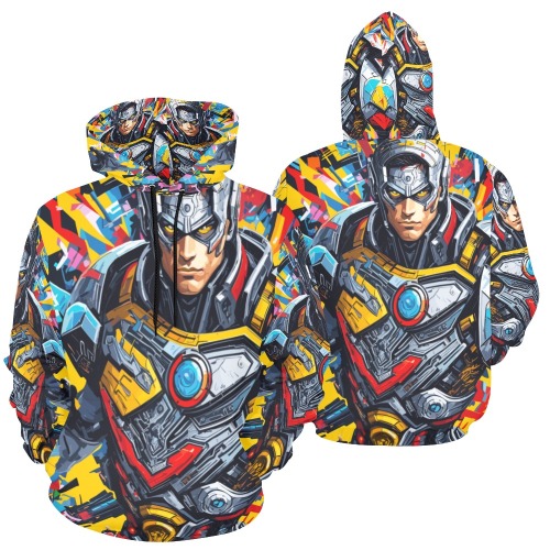 Cool cyborg hero nice geometrical abstract art. All Over Print Hoodie for Men (USA Size) (Model H13)