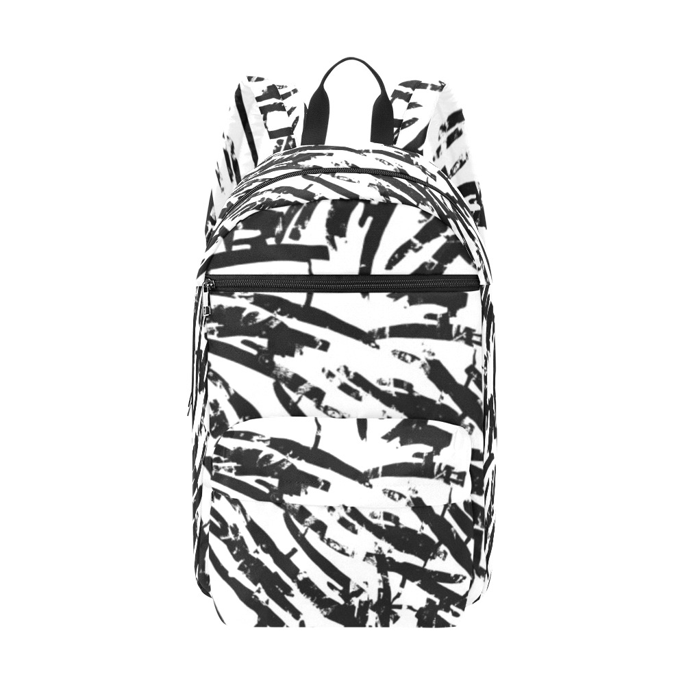 Brush Stroke Black and White Large Capacity Travel Backpack (Model 1691)