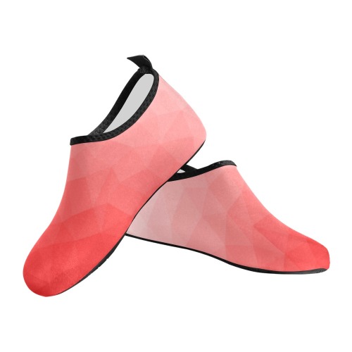 Red gradient geometric mesh pattern Kids' Slip-On Water Shoes (Model 056)