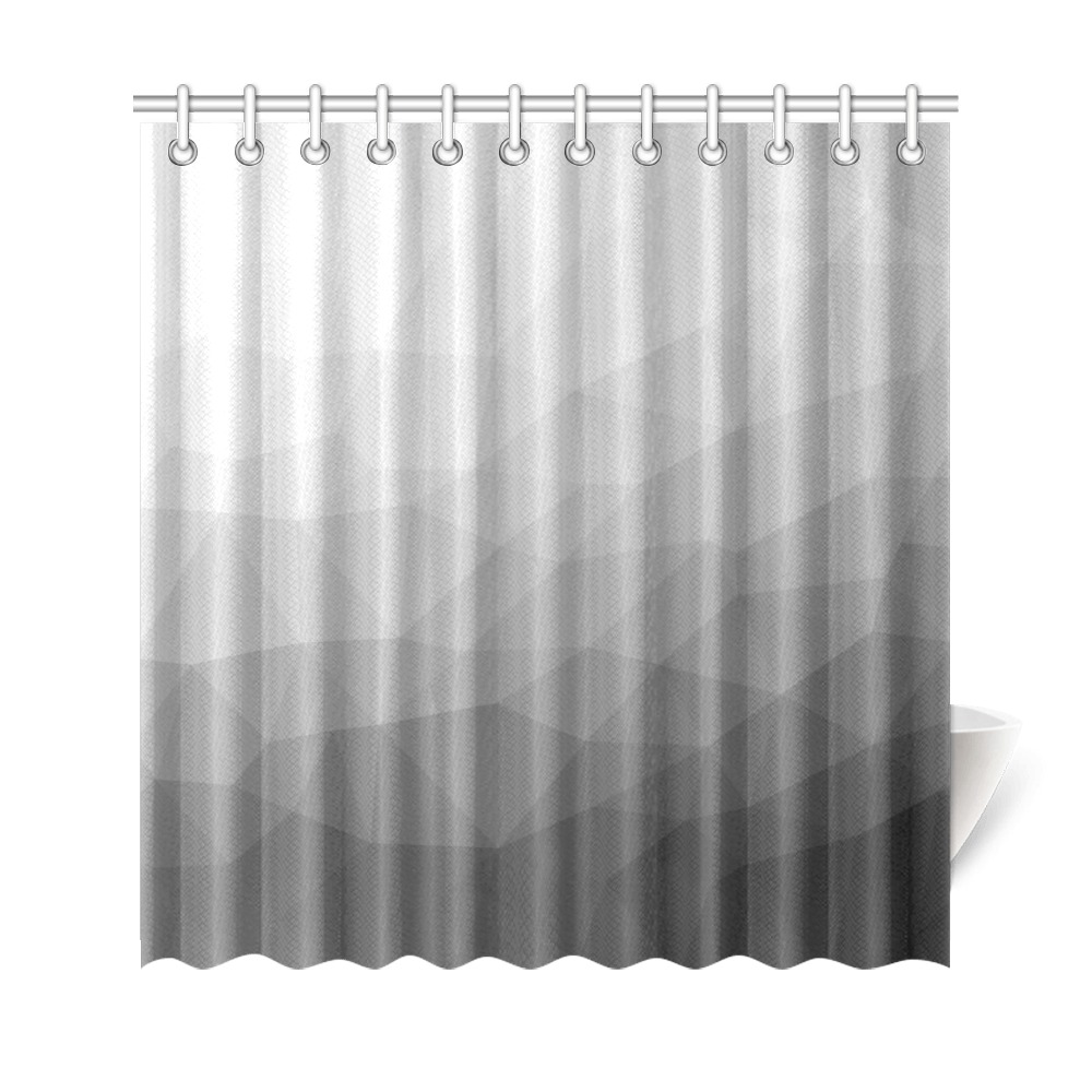 Grey Gradient Geometric Mesh Pattern Shower Curtain 69"x72"