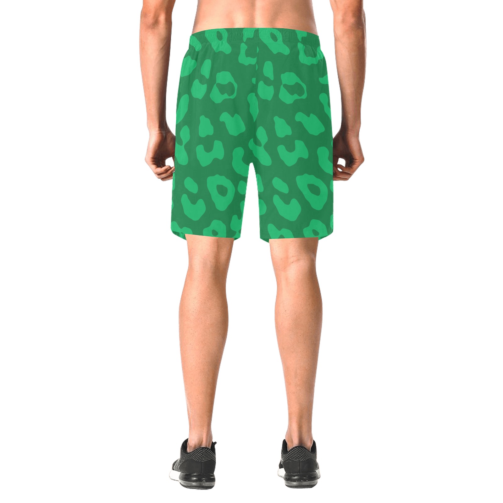 Leopard Print Pale Greens Men's All Over Print Elastic Beach Shorts (Model L20)