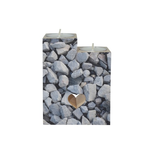 Gravel Wooden Candle Holder (Without Candle)