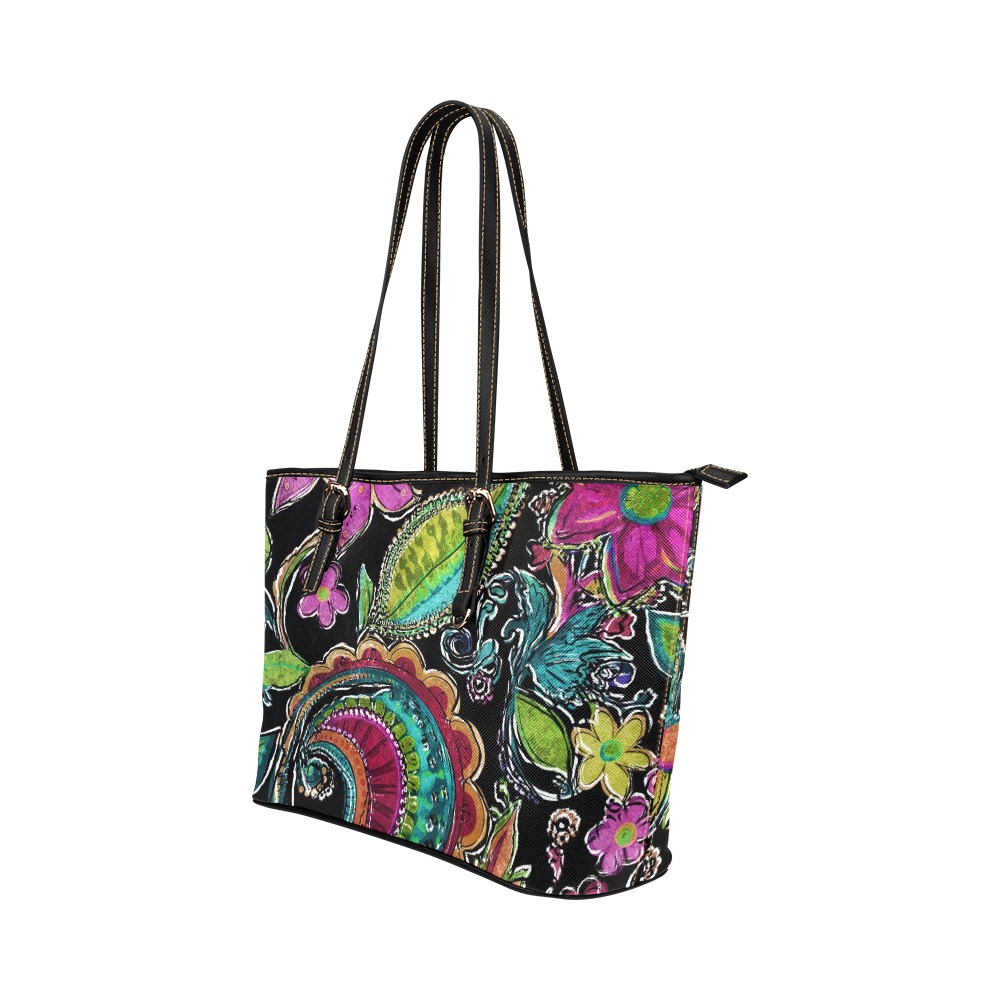 Paisley #2 Leather Tote Bag/Small (Model 1651)