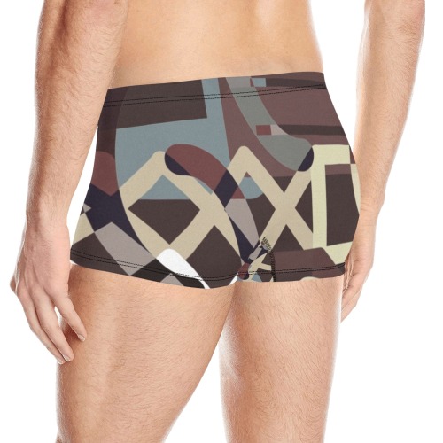 Brown Gray Abstract New Men's All Over Print Boxer Briefs (Model L32)