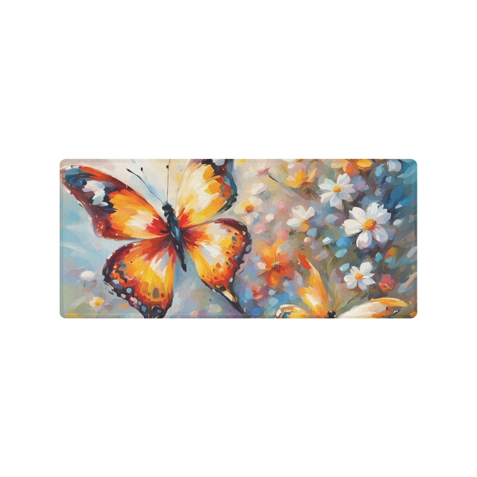 Yellow butterflies, white flowers, fantasy garden Gaming Mousepad (35"x16")