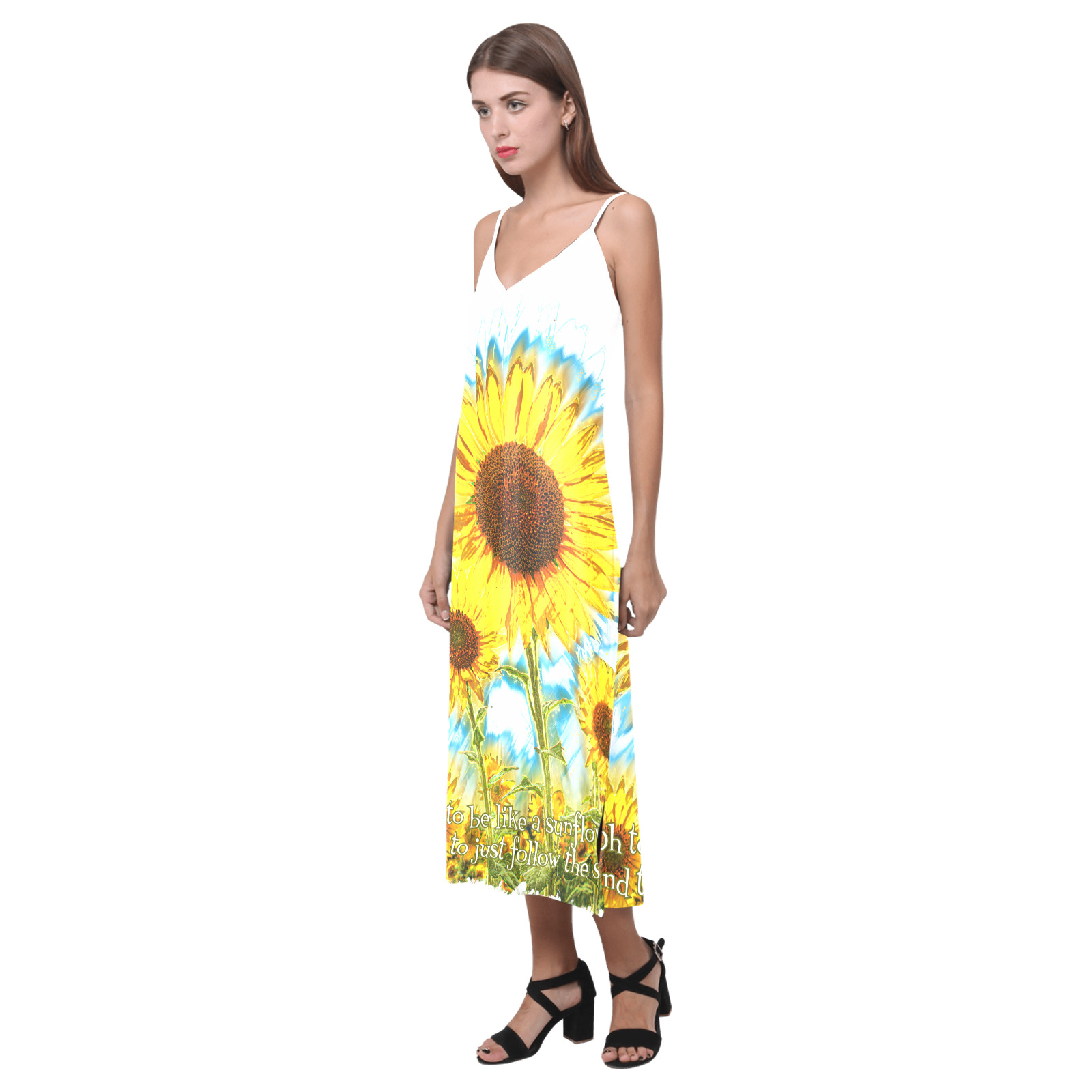 Follow the Sun V-Neck Open Fork Long Dress(Model D18)
