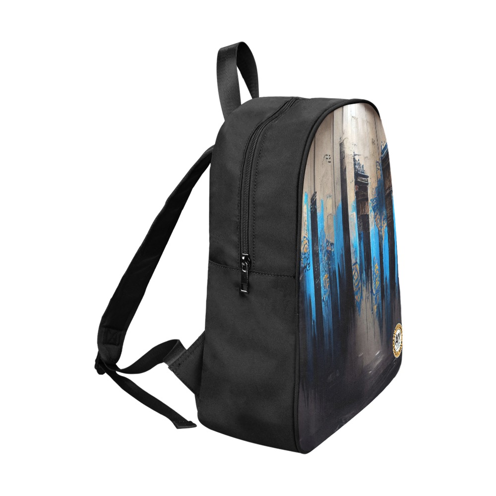 graffiti building's black and blue Fabric School Backpack (Model 1682) (Large)