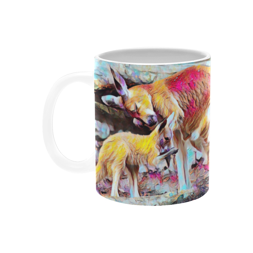 Kangaroo and Joey Custom White Mug (11OZ)