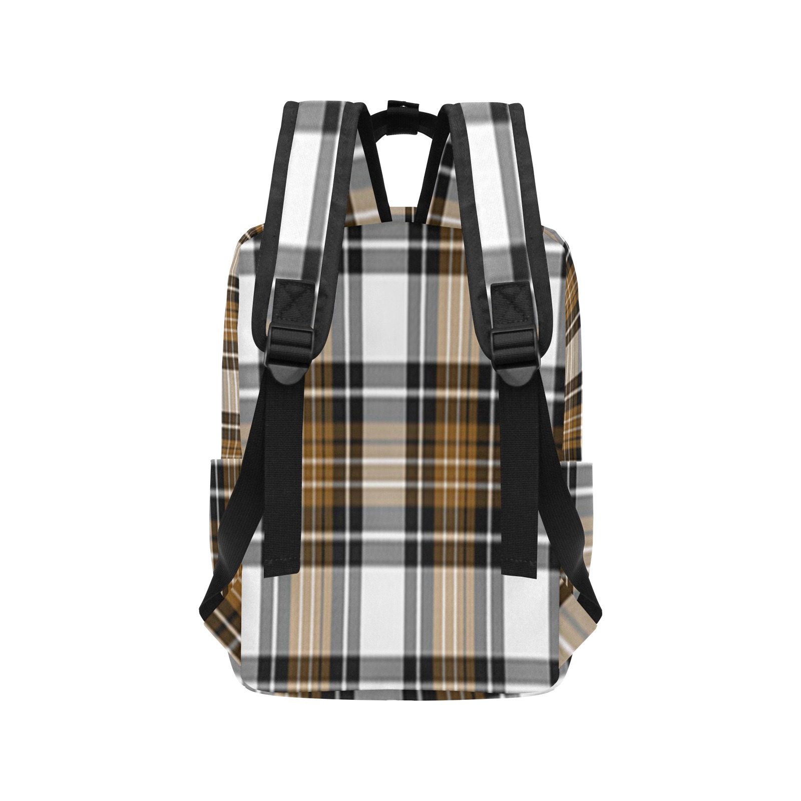 Brown Black Plaid Twin Handle Backpack (Model 1732)