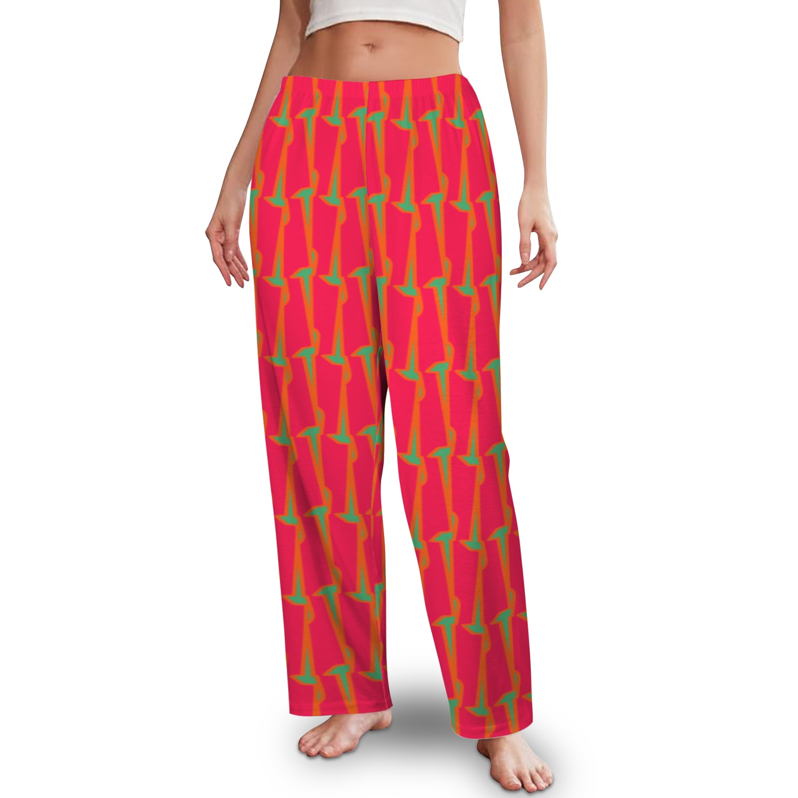 fucsia teal orange Women's Pajama Trousers without Pockets-New