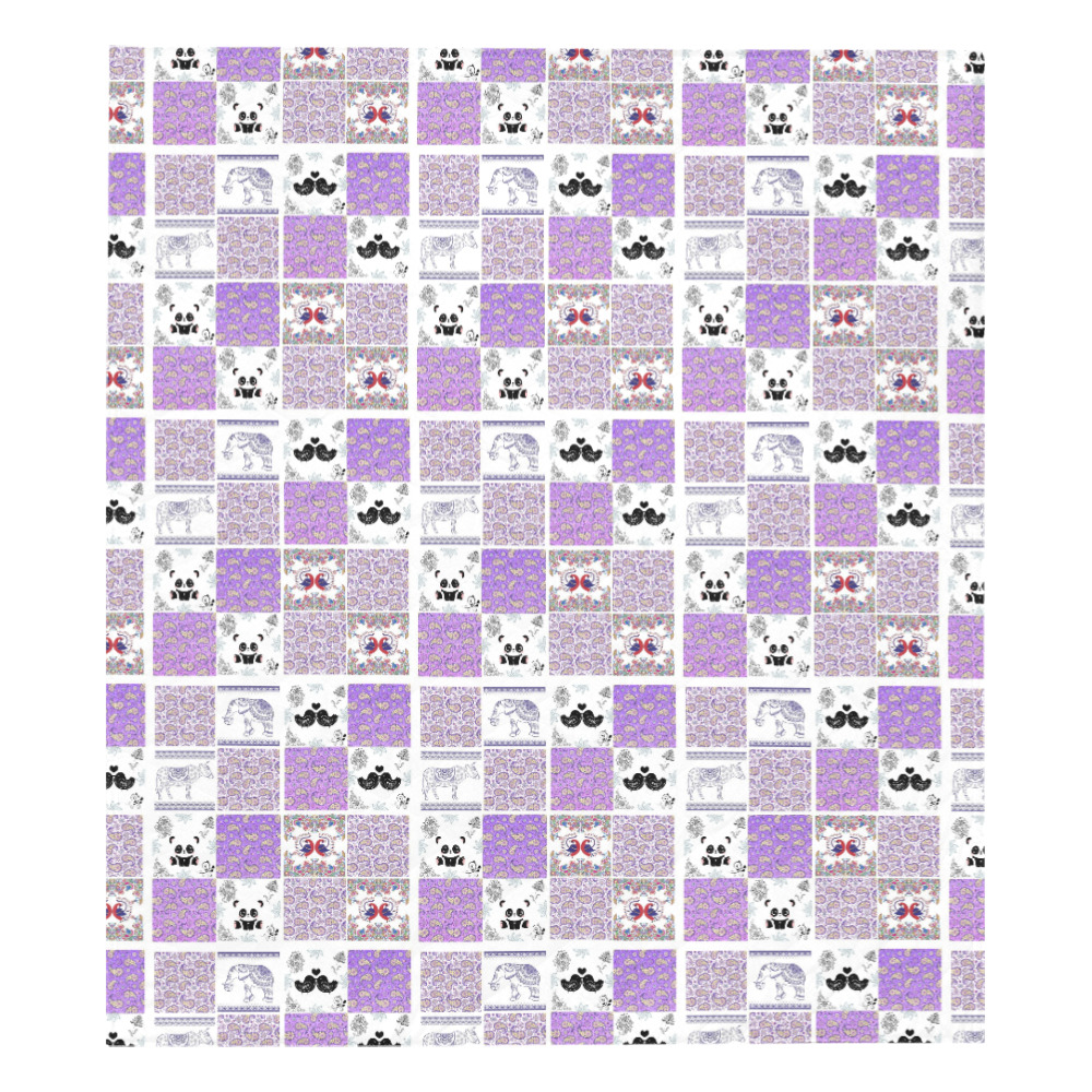 Purple Paisley Birds and Animals Patchwork Design Quilt 70"x80"