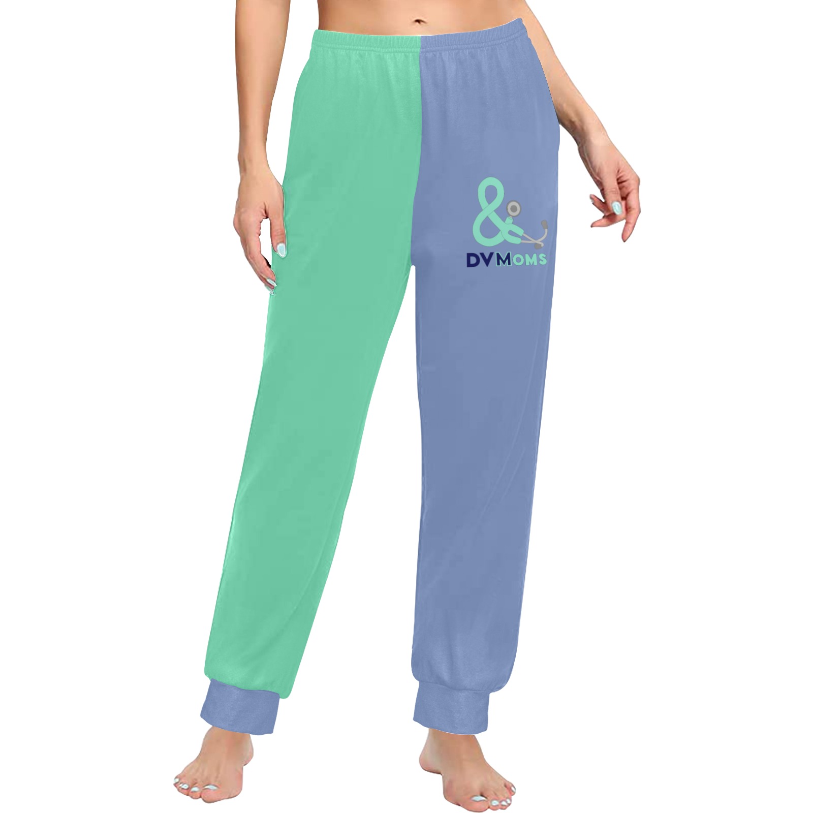 Pants mint and light blue with single logo Women's All Over Print Pajama Trousers