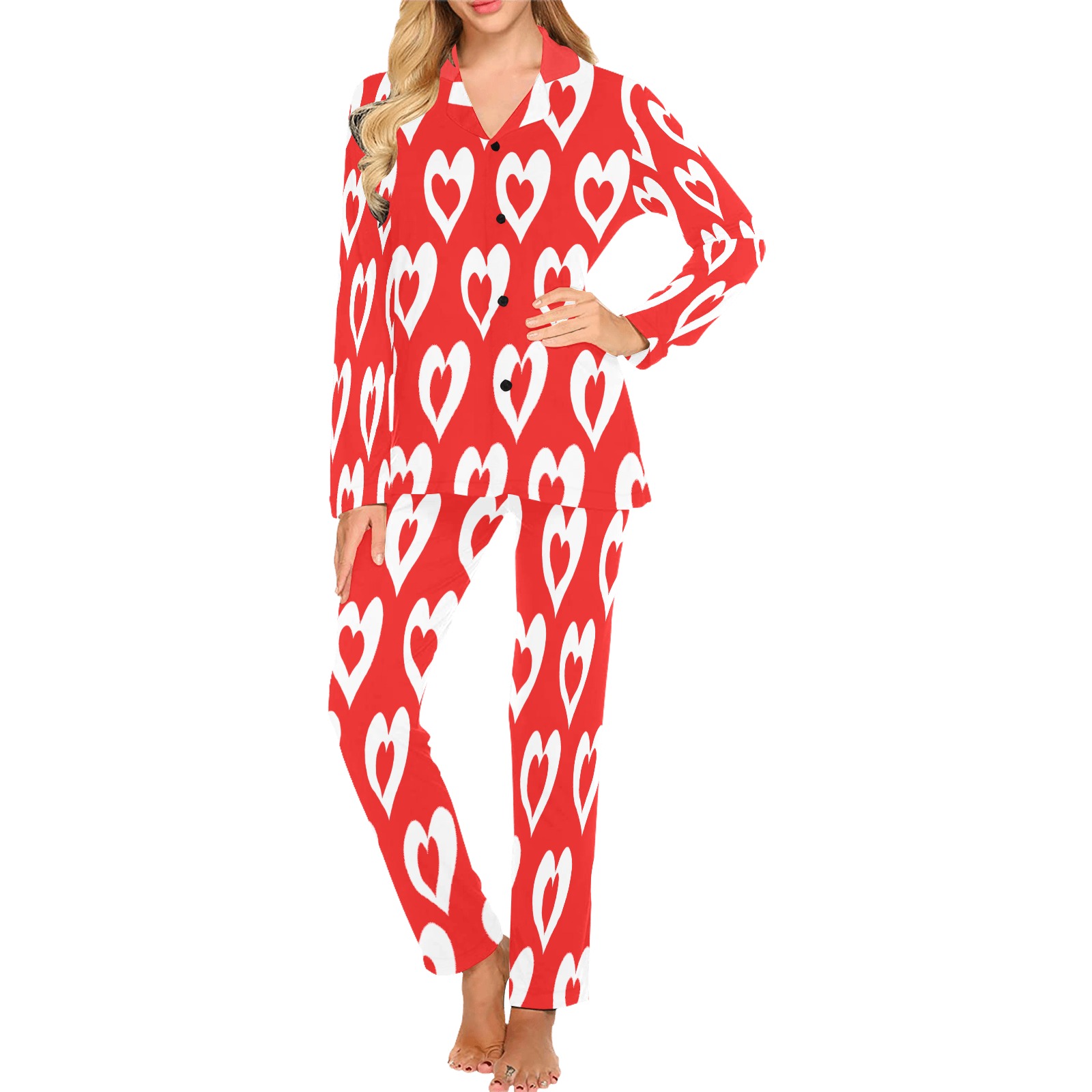 hearts in hearts Women's Long Pajama Set