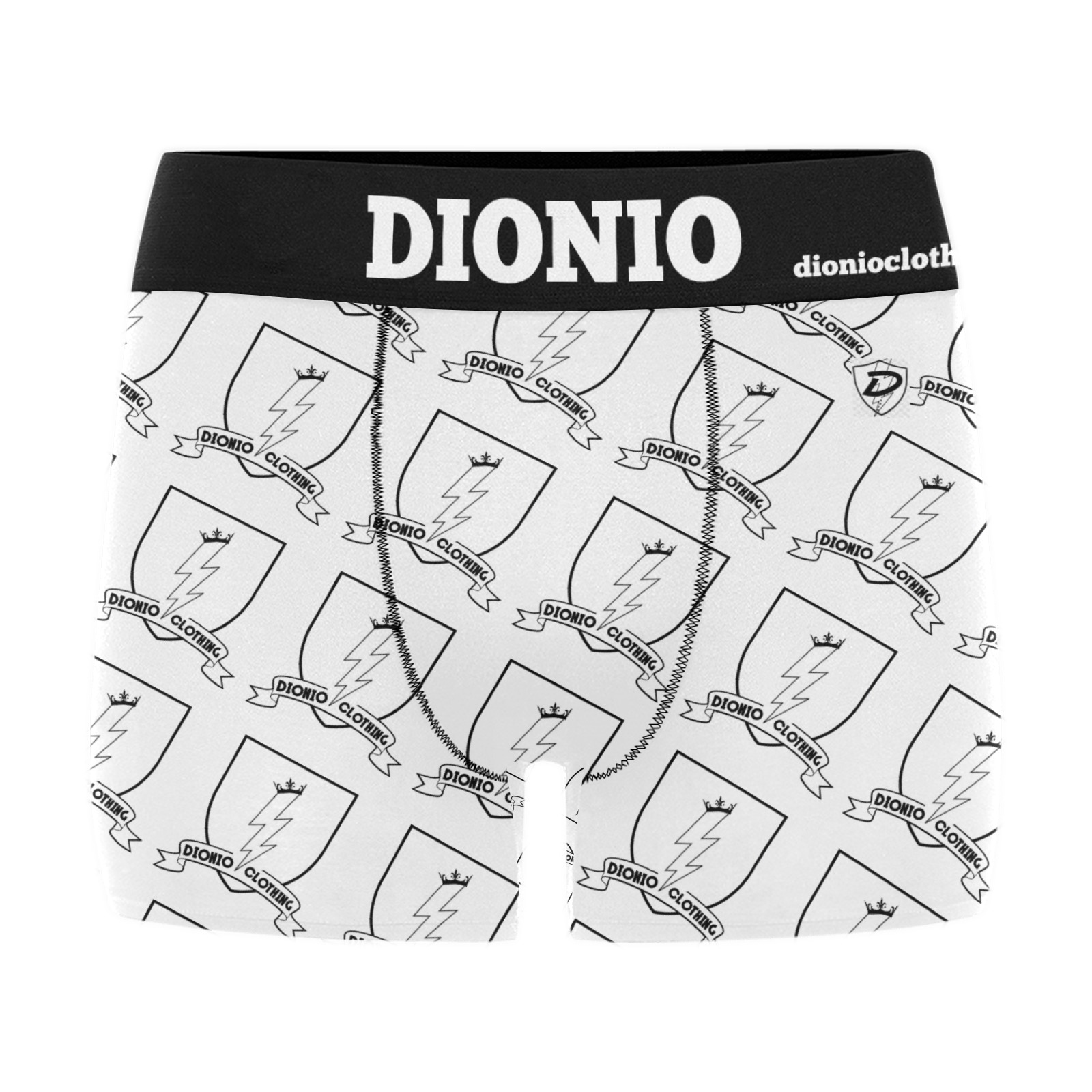 DIONIO Clothing - Men's White Boxer Briefs Men's Boxer Briefs w/ Custom Waistband (Merged Design) (Model L10)