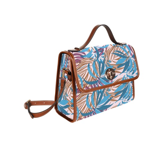 Tropical Teal and Brown Waterproof Canvas Bag-Brown (All Over Print) (Model 1641)