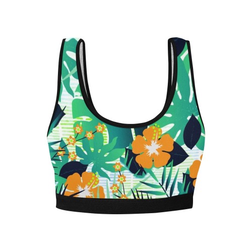 GROOVY FUNK THING FLORAL Women's All Over Print Sports Bra (Model T52)
