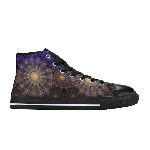 Sparkling flower art in the clear night sky Men’s Classic High Top Canvas Shoes (Model 017)
