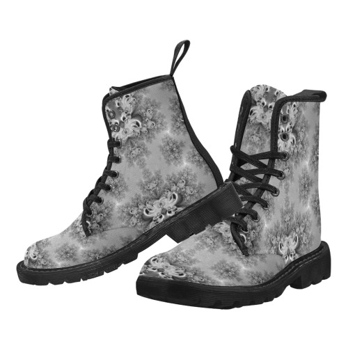 Cloudy Day in the Garden Frost Fractal Martin Boots for Women (Black) (Model 1203H)