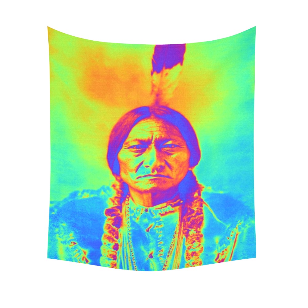 Sitting Bull Cotton Linen Wall Tapestry 51"x 60"