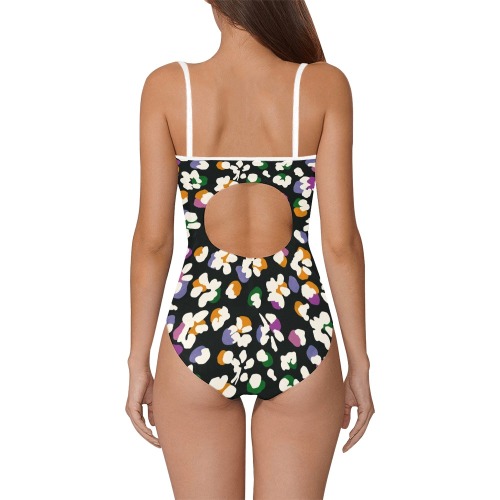 Modern flowers anima print DP02 Strap Swimsuit ( Model S05)